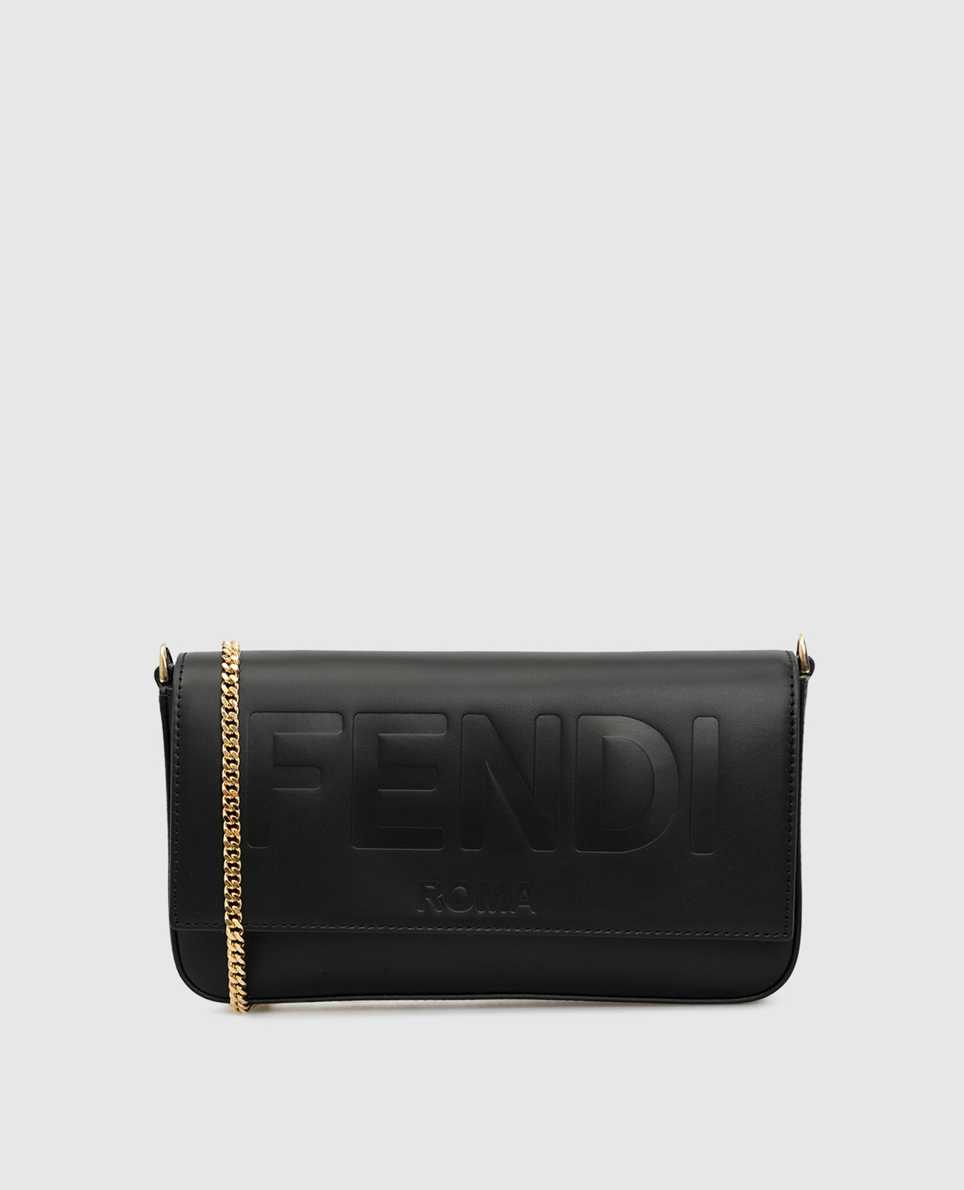 

Черный кожаный клатч с тиснением логотипа Fendi, Клатчи