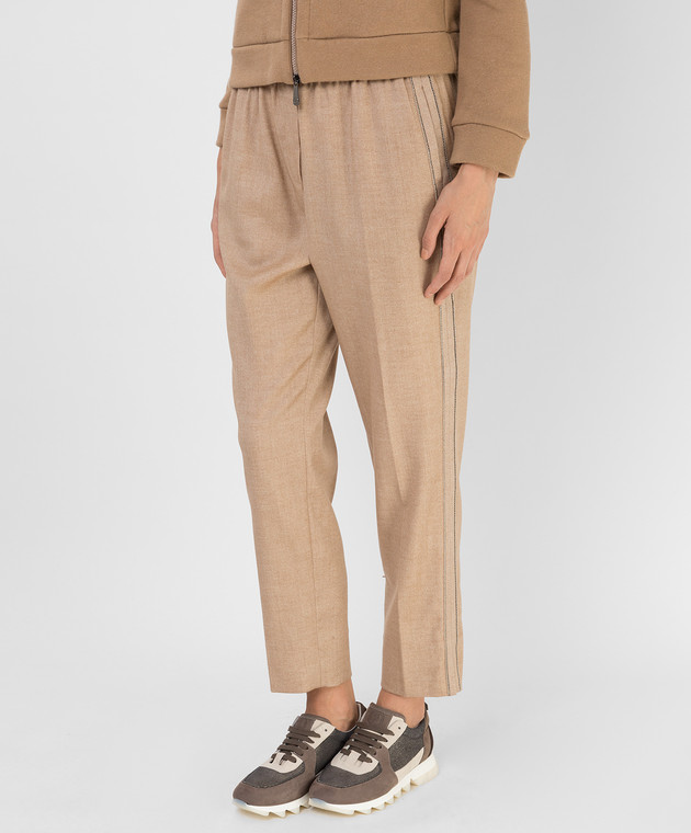 Peserico Бежевые брюки из  шерсти с цепочками P0474206520 изображение 3