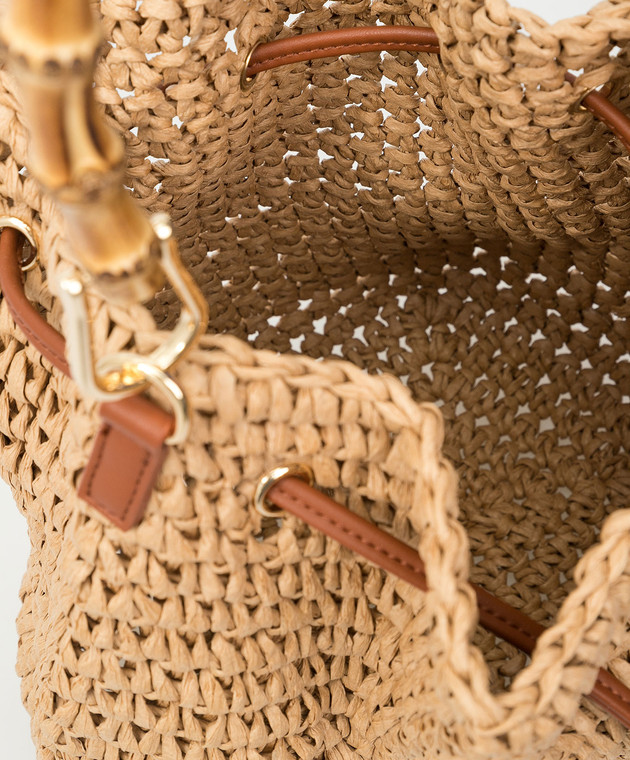 Twinset Плетеная сумка-кисет с бамбуковой ручкой 211TD8241 изображение 4