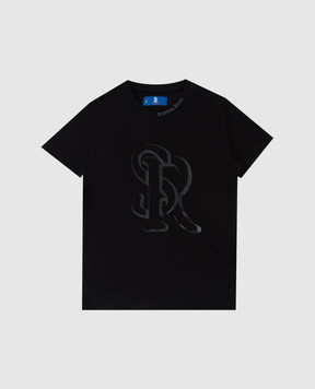 Stefano Ricci Детская черная футболка с эмблемой YNH9200200803