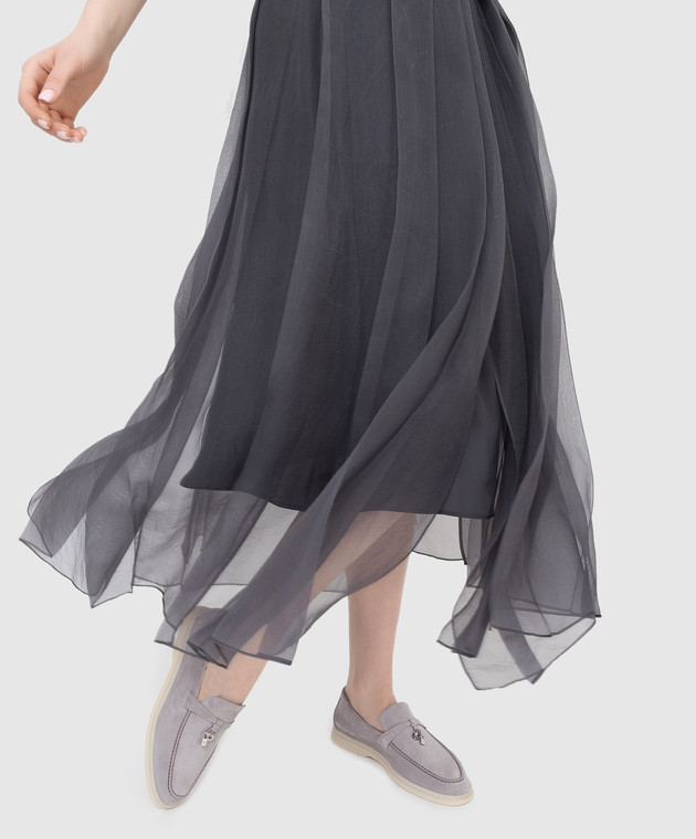 Brunello Cucinelli Шелковая юбка с защипами MF940G3209 изображение 5
