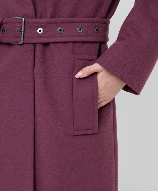Brunello Cucinelli Светло-бордовое пальто из шерсти и кашемира ME4179333P изображение 5