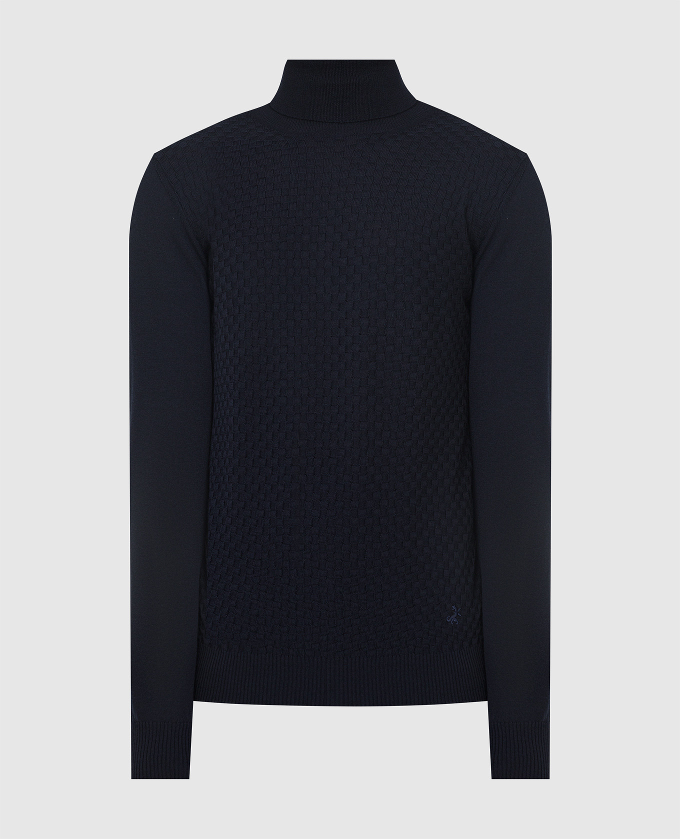 

Гольф из шерсти с фактурным узором, Тёмно-синий, Свитера