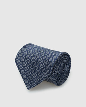 Stefano Ricci Темно-синий шелковый галстук в узор паттерн CXDD41071