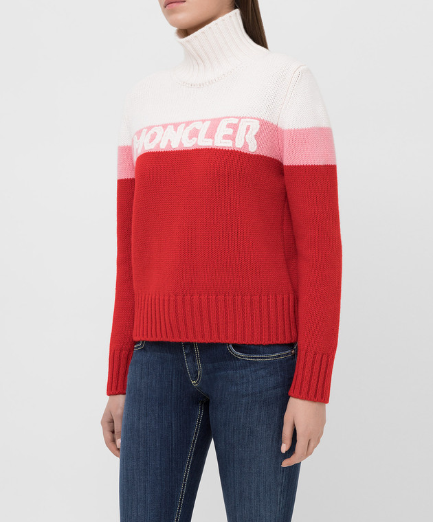 Moncler Червоний светр з вовни і кашеміру 9252550A9141 зображення 3