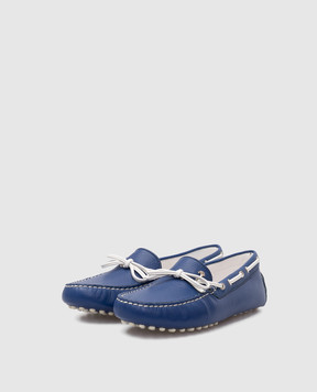 Stefano Ricci Детские синие кожаные мокасины YRU02G8006SK