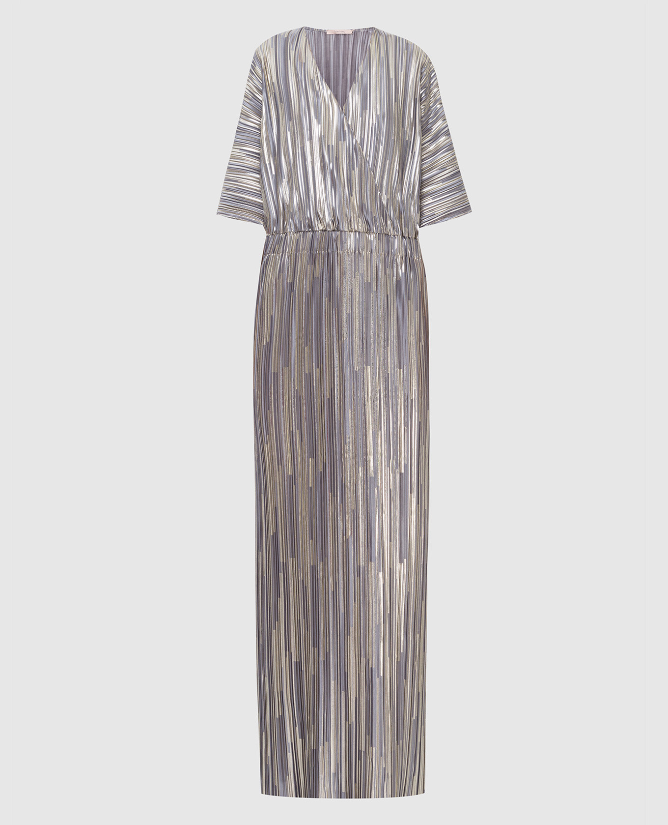 

Вечернее платье с плиссе и золотистым принтом Torre Valley, Серый, Платья Миди