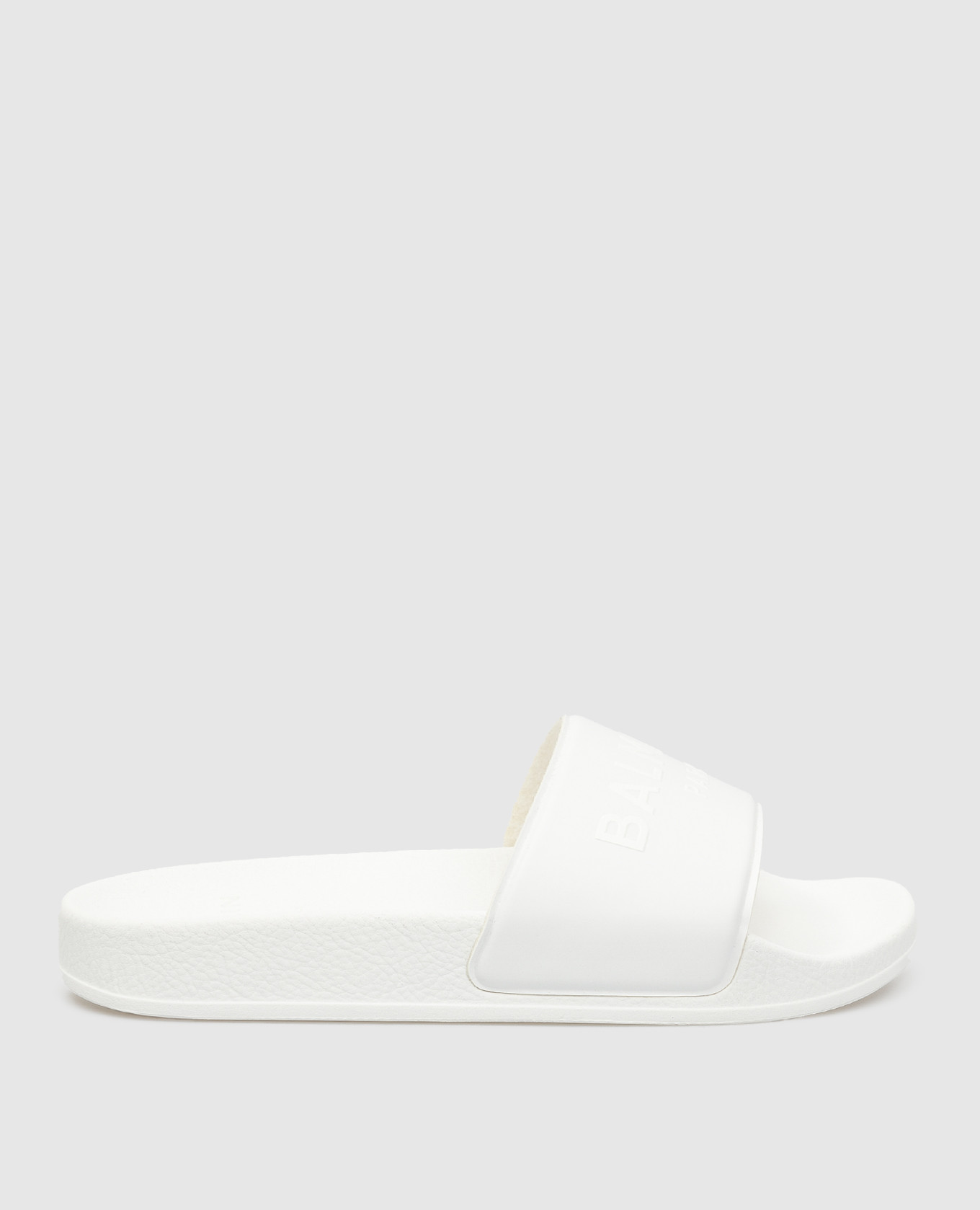 

Детские белые слайдеры с фактурным логотипом Balmain, Белый, Шлепанцы