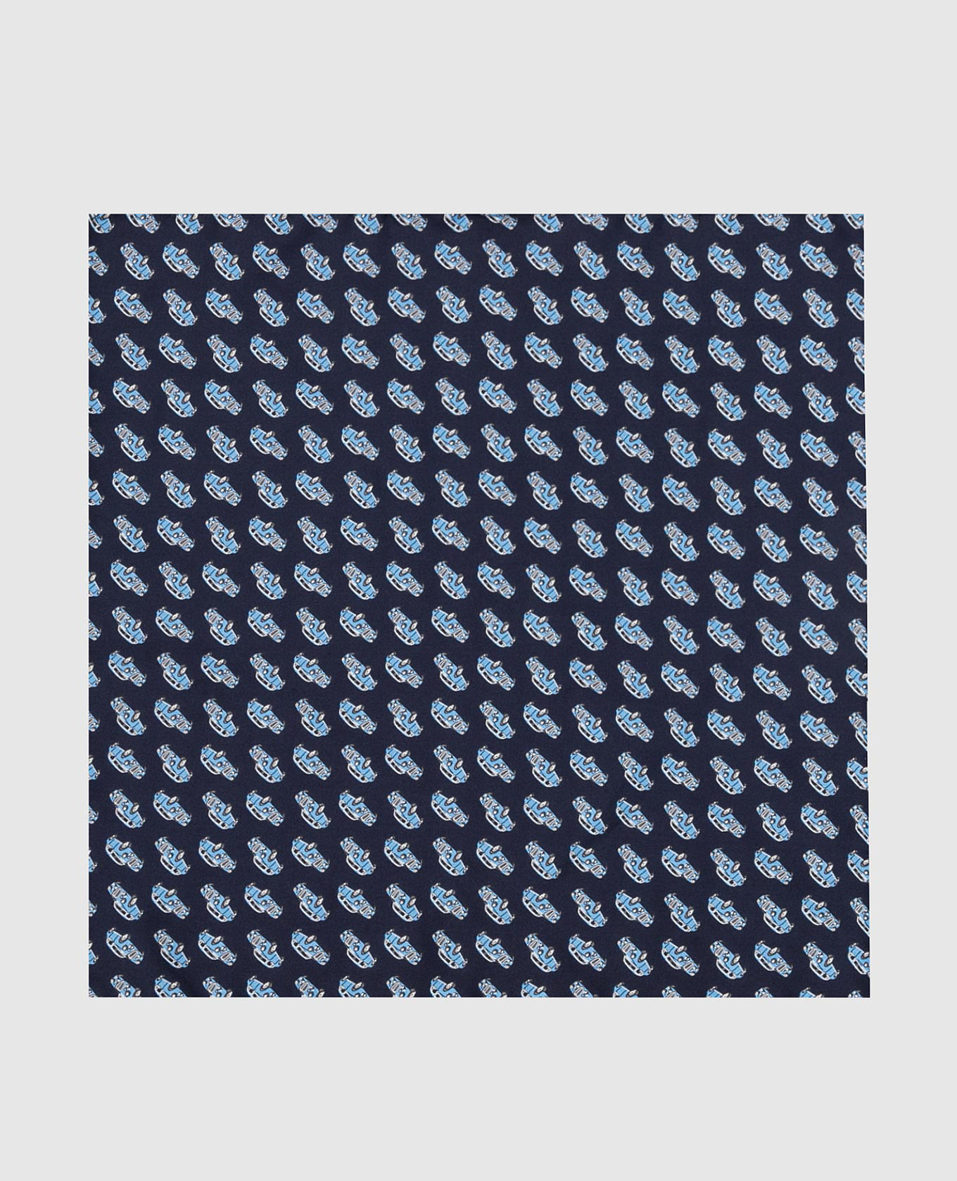 Детский синий шелковый платок-паше в узор