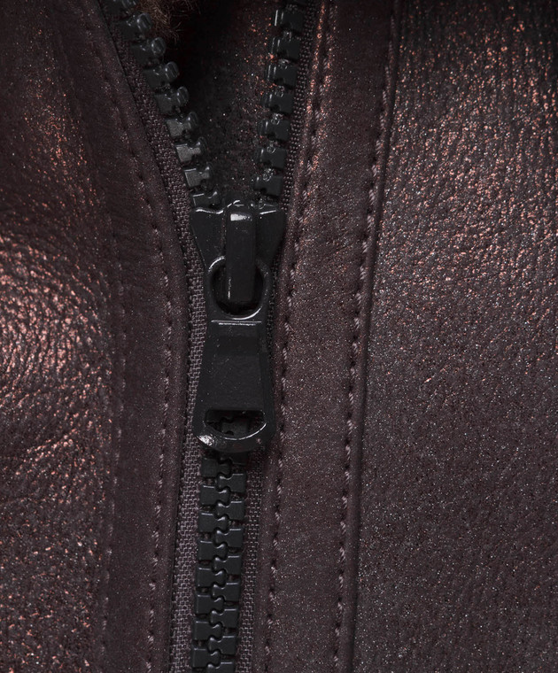 Brunello Cucinelli Коричневый кожаный жилет с мехом барашка MPBPO8449P изображение 5