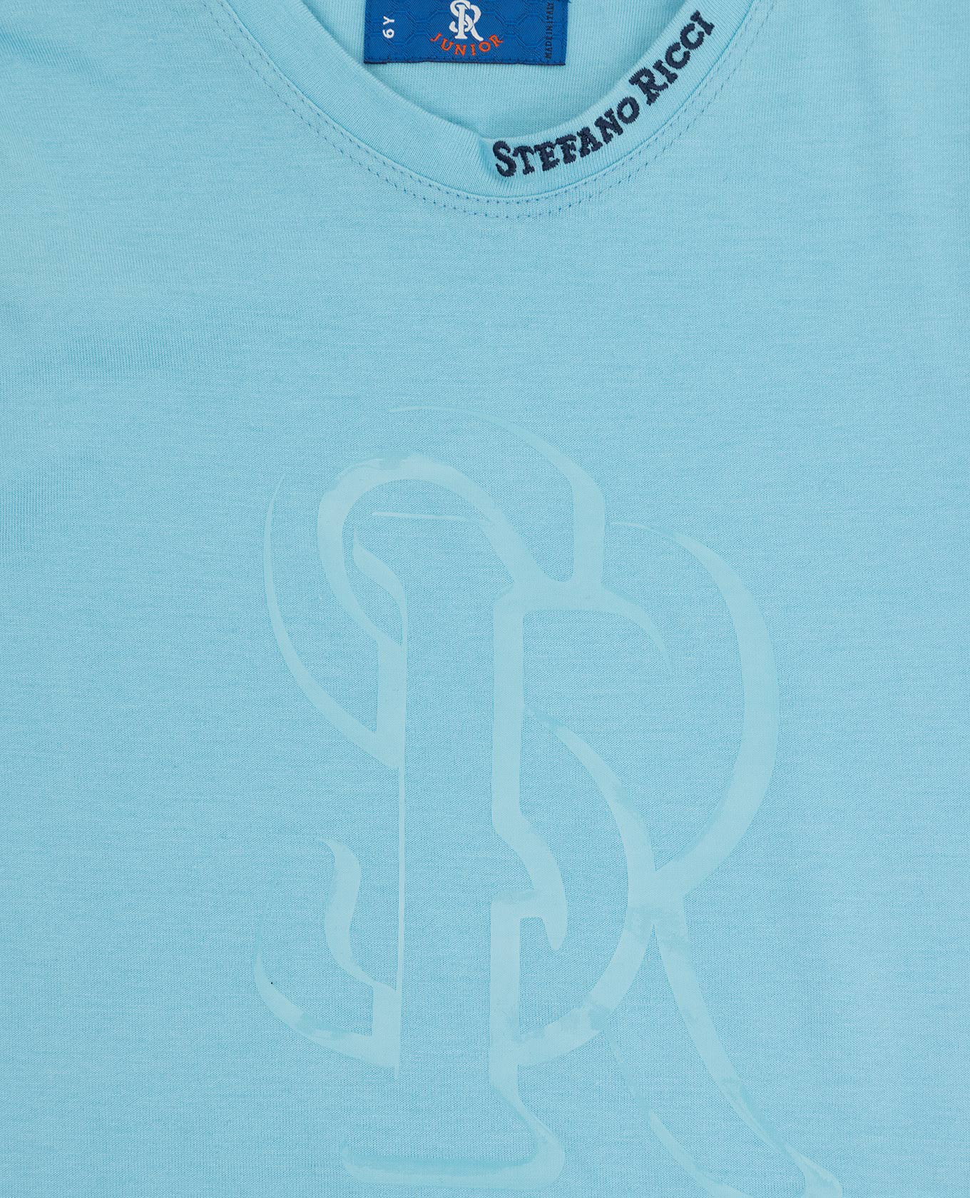 Stefano Ricci Детская голубая футболка с эмблемой YNH9200200803 изображение 3