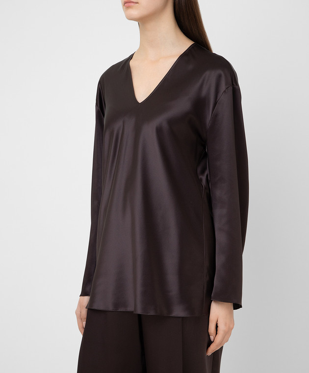 NINA RICCI Темно-коричневая блуза из шелка 20HCTO040SE1344 изображение 3