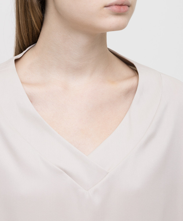 Fabiana Filippi Светло-серая блуза из шелка TPD129W706 изображение 5