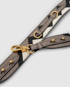Prada Темно-бежева шкіряна ручка для сумки в візерунок 1TY002