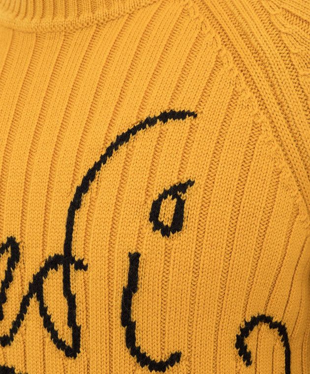 Fendi Горчичный свитер из шерсти с узором логотипа FZY451AH33 изображение 5