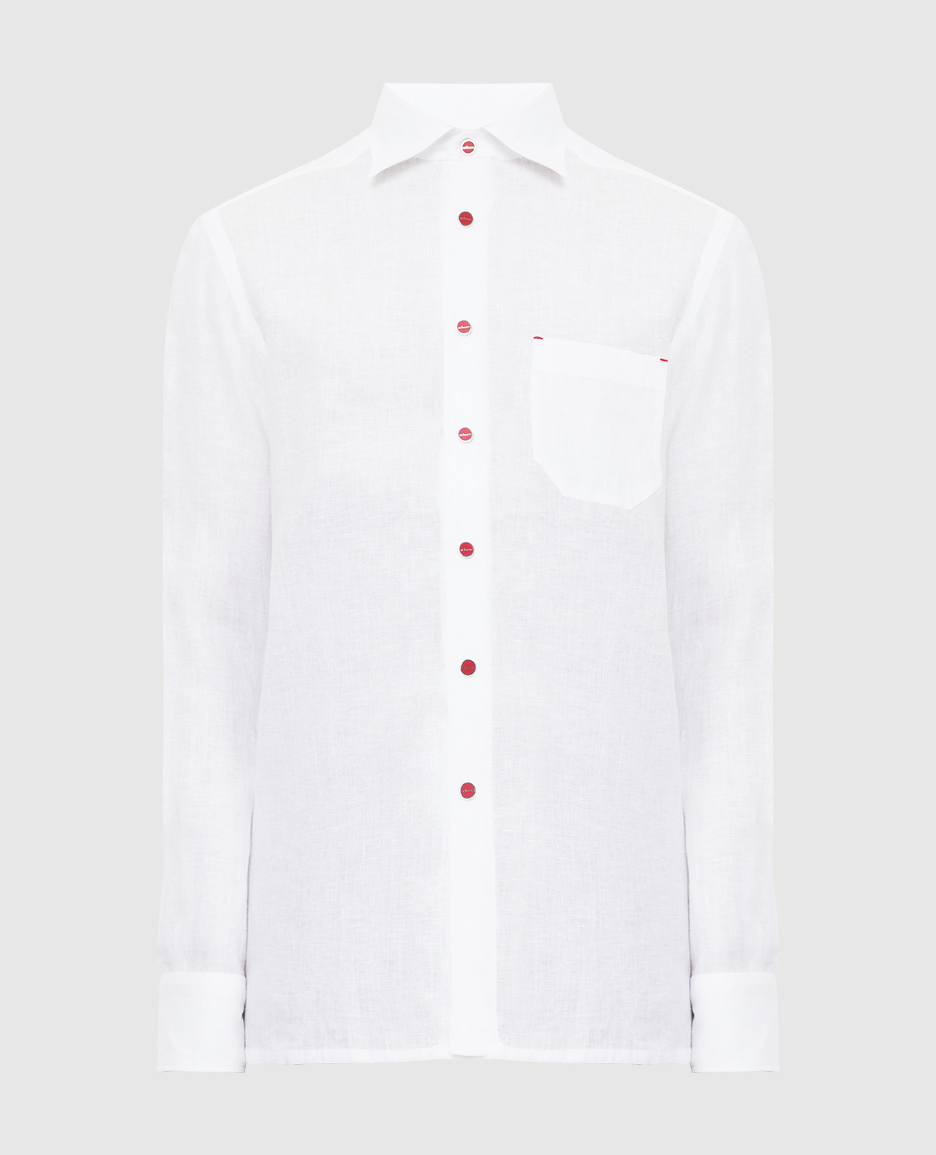 Белая льняная рубашка с разрезами