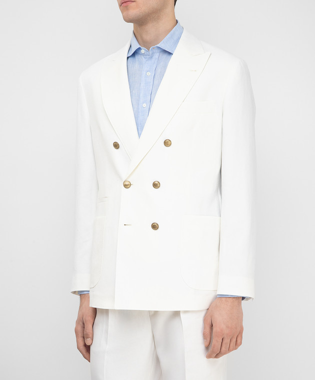Brunello Cucinelli Світло-бежевий блейзер з льону MW4317BBDM зображення 3