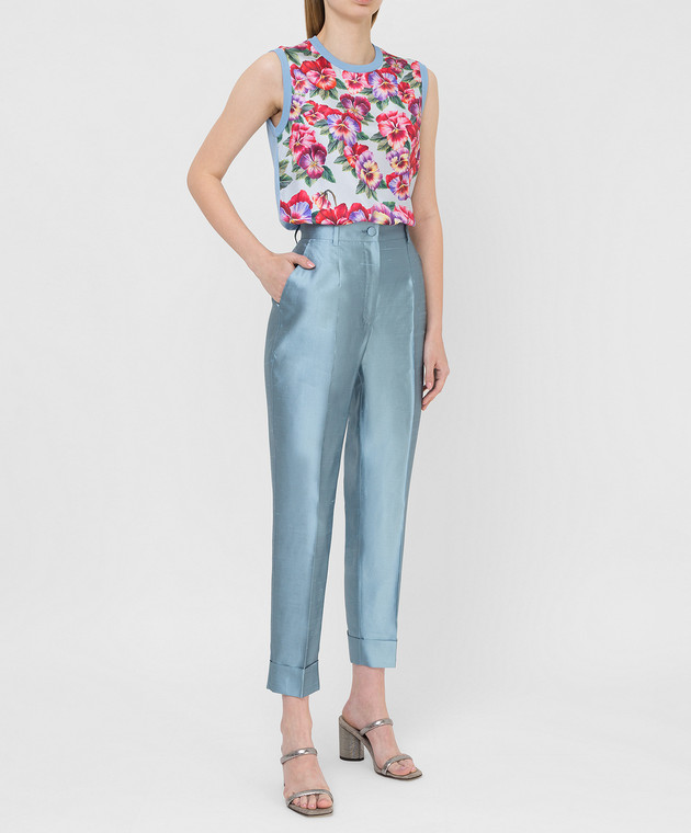 Dolce&Gabbana Синие брюки из шелка FTBVMTFU1L5 изображение 2