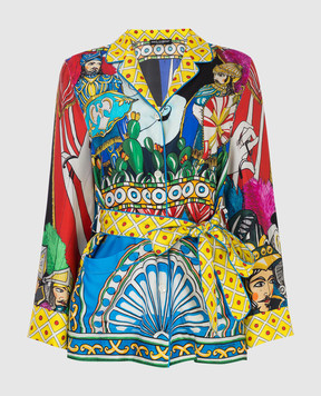 Dolce&Gabbana Шовкова блуза в принт Сaretto F5N53TGDS12