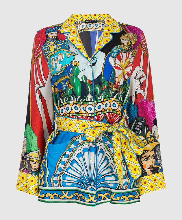 Dolce&Gabbana Шелковая блуза в принт Сaretto F5N53TGDS12
