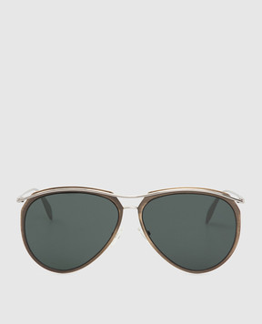 Alexander McQueen Зеленые солнцезащитные очки-авиаторы AM0115S30001841