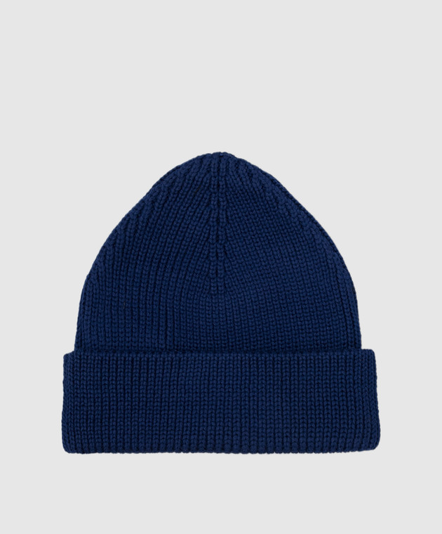 Off-White Синяя шапка из шерсти с вышивкой логотипа OMLC016F21KNI001 изображение 3