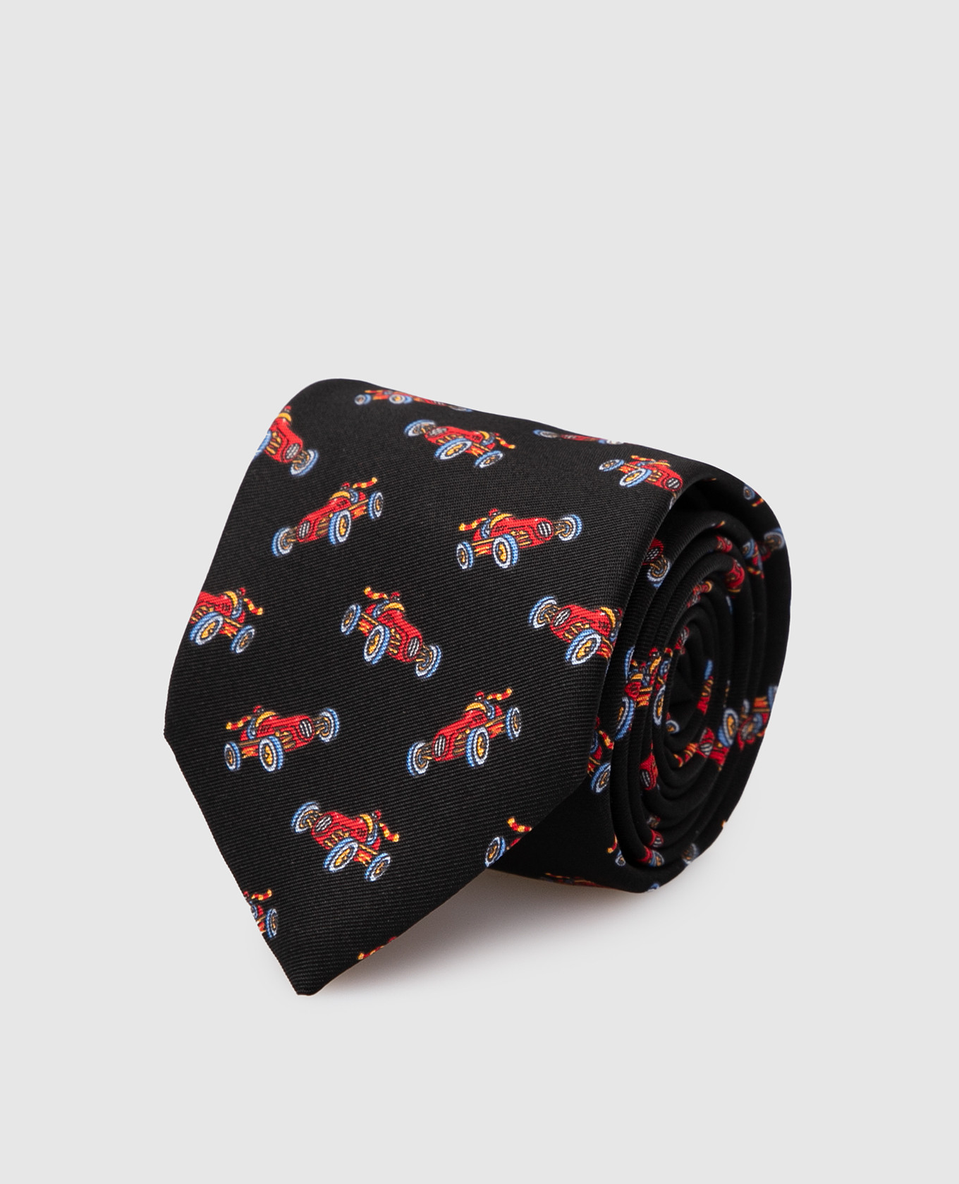 Детский шелковый черный набор из галстука и платка-паше в узор