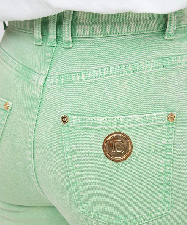 Balmain Зеленые шорты VF15425D090 изображение 5
