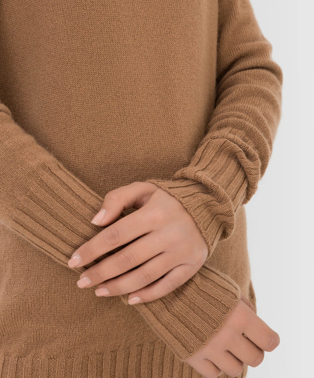 Kiton Темно-бежевый свитер из кашемира D50728549 изображение 5