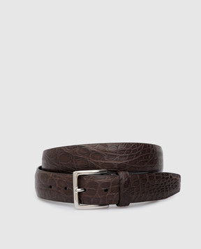 Loro Piana Темно-коричневий ремінь зі шкіри крокодила FAI1156