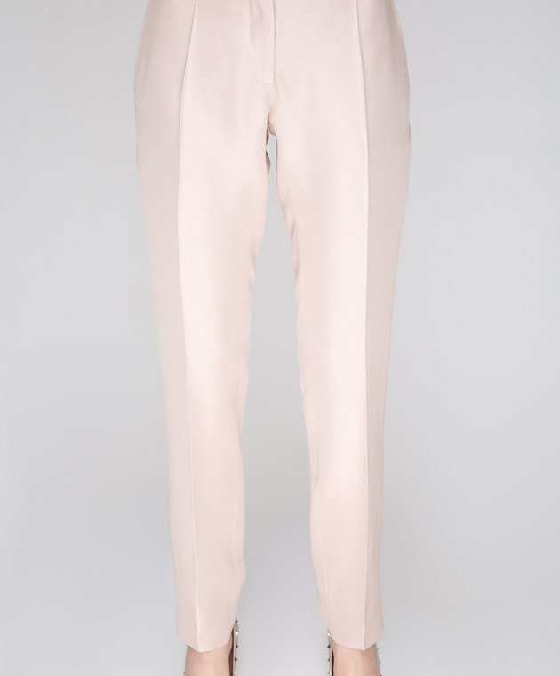 Valentino Бежевые брюки из шелка MB3RB1B12JN изображение 3