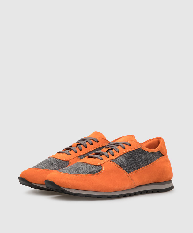 ISAIA Оранжевые замшевые кроссовки SHST34PLB01 изображение 3