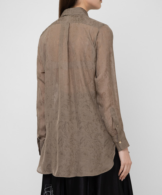 NINA RICCI Темно-бежевая блуза из шелка 20HCTO020SE1351 изображение 4