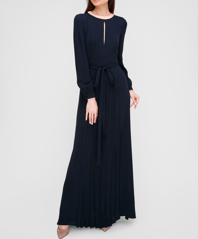 Valentino Темно-синее платье из шелка EB0VS6DA изображение 2