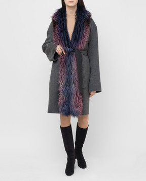 Rindi Сіре пальто з кашеміру з хутром лисиці 262TE017