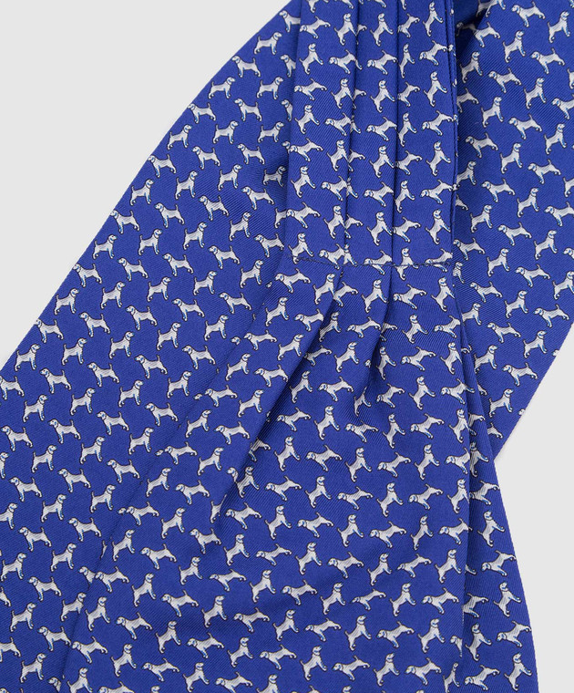Stefano Ricci Детский синий шелковый галстук аскот в узор YASNG300 изображение 2