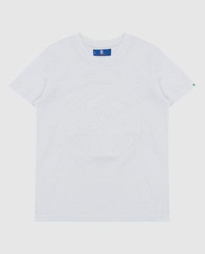 Stefano Ricci Детская белая футболка с вышивкой YNH7200050803