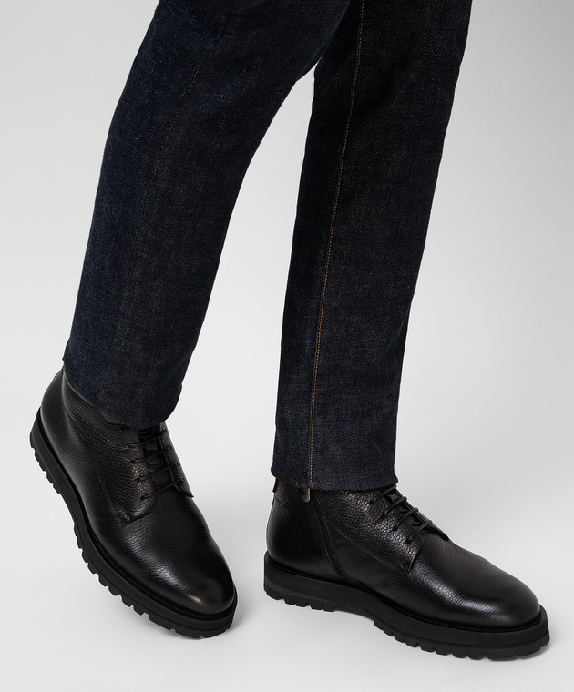 Gianfranco Butteri Черные кожаные ботинки на меху 35068 изображение 2