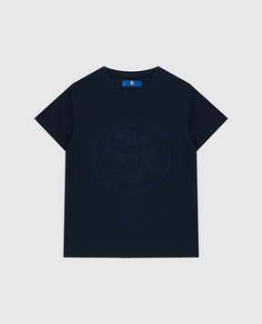 Stefano Ricci Дитяча темно-синя футболка з вишивкою YNH9200050803