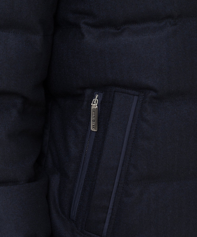 Stefano Ricci Темно-синяя пуховая куртка из шерсти и кашемира MDJ1400042WC001I изображение 5