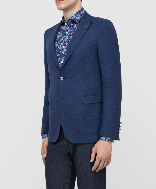 Florentino Темно-синий пиджак из шерсти 120925010301 изображение 3