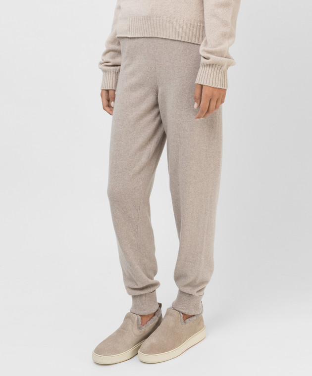 Babe Pay Pls Light beige wool and cashmere joggers DFB034 image 3