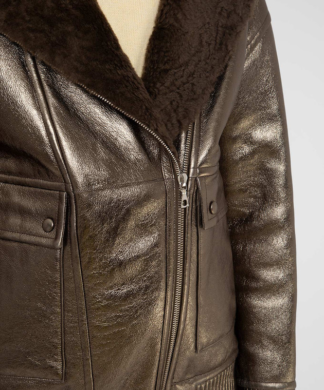 Yves Salomon Кожаная куртка с мехом 22WYV60368MEVN изображение 5