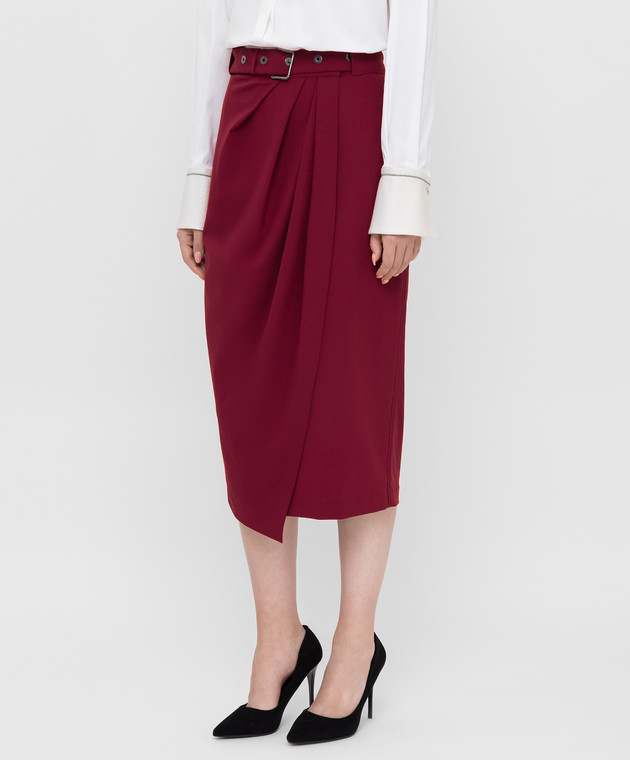 Brunello Cucinelli Бордовая юбка из шерсти MA105G2837 изображение 3