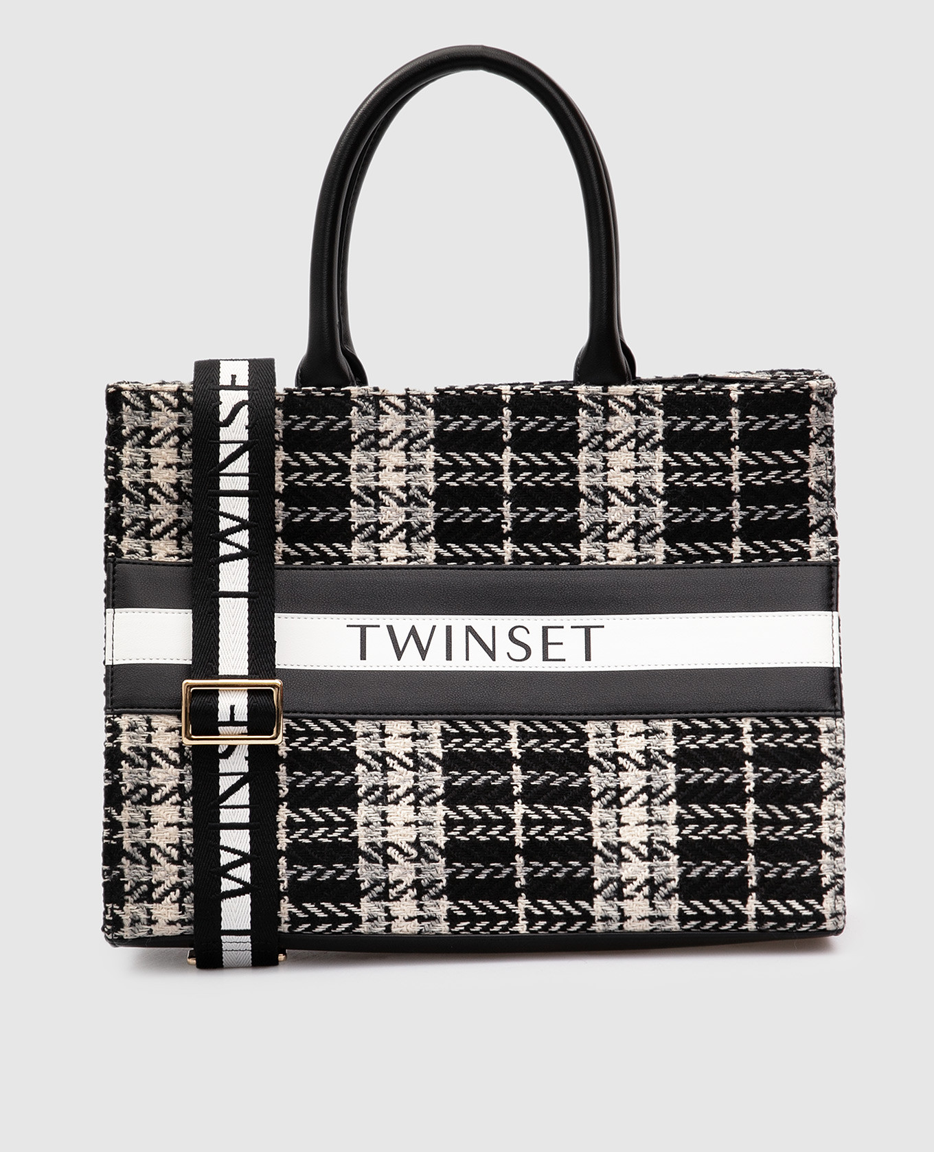 

Сумка-тоут в узор с логотипом, Черный, Сумки на плечо