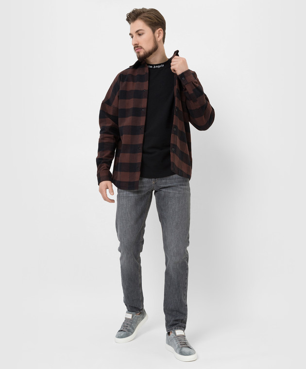 Palm Angels Рубашка в клетку с принтом логотипа PMGA024F21FAB002 изображение 2