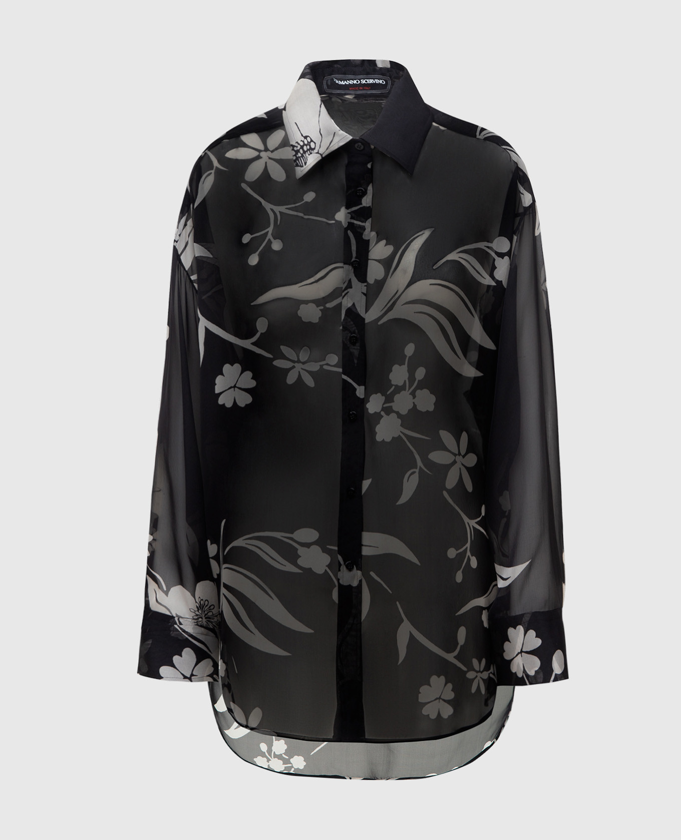 

Шелковая блуза с узором Ermanno Scervino, Черный, Рубашки и блузы