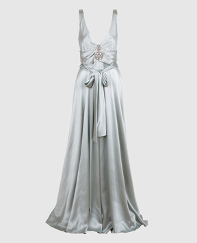 Collette Dinnigan Светло-серое платье из шелка 11115082