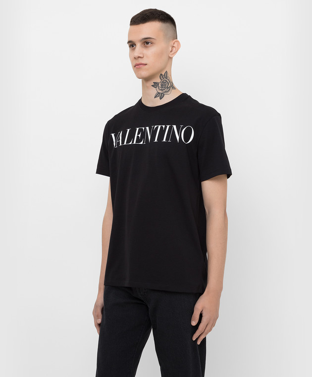 Valentino Черная футболка с принтом логотипа XV3MG10V84F изображение 3
