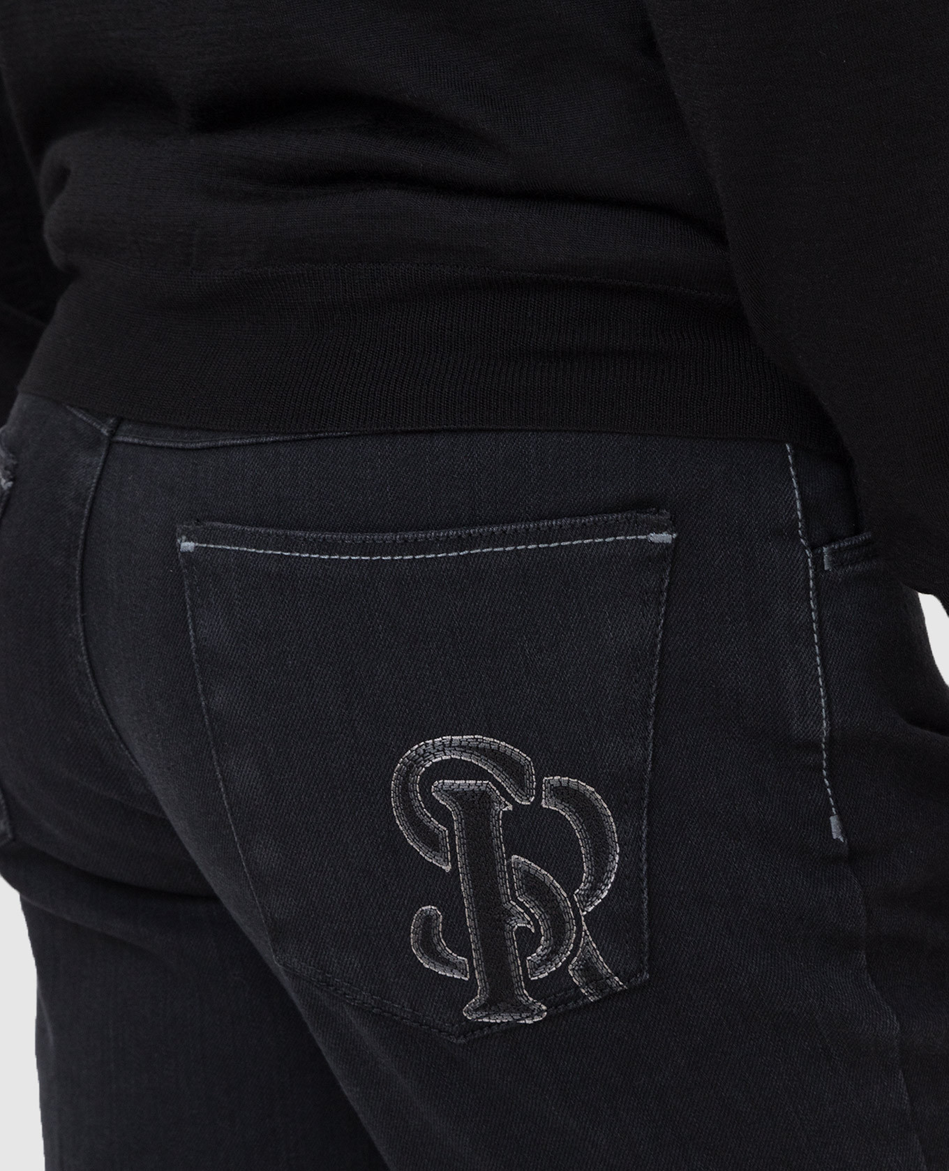 Stefano Ricci Темно-серые джинсы с вышивкой монограммы M8T1402080T1803 изображение 5
